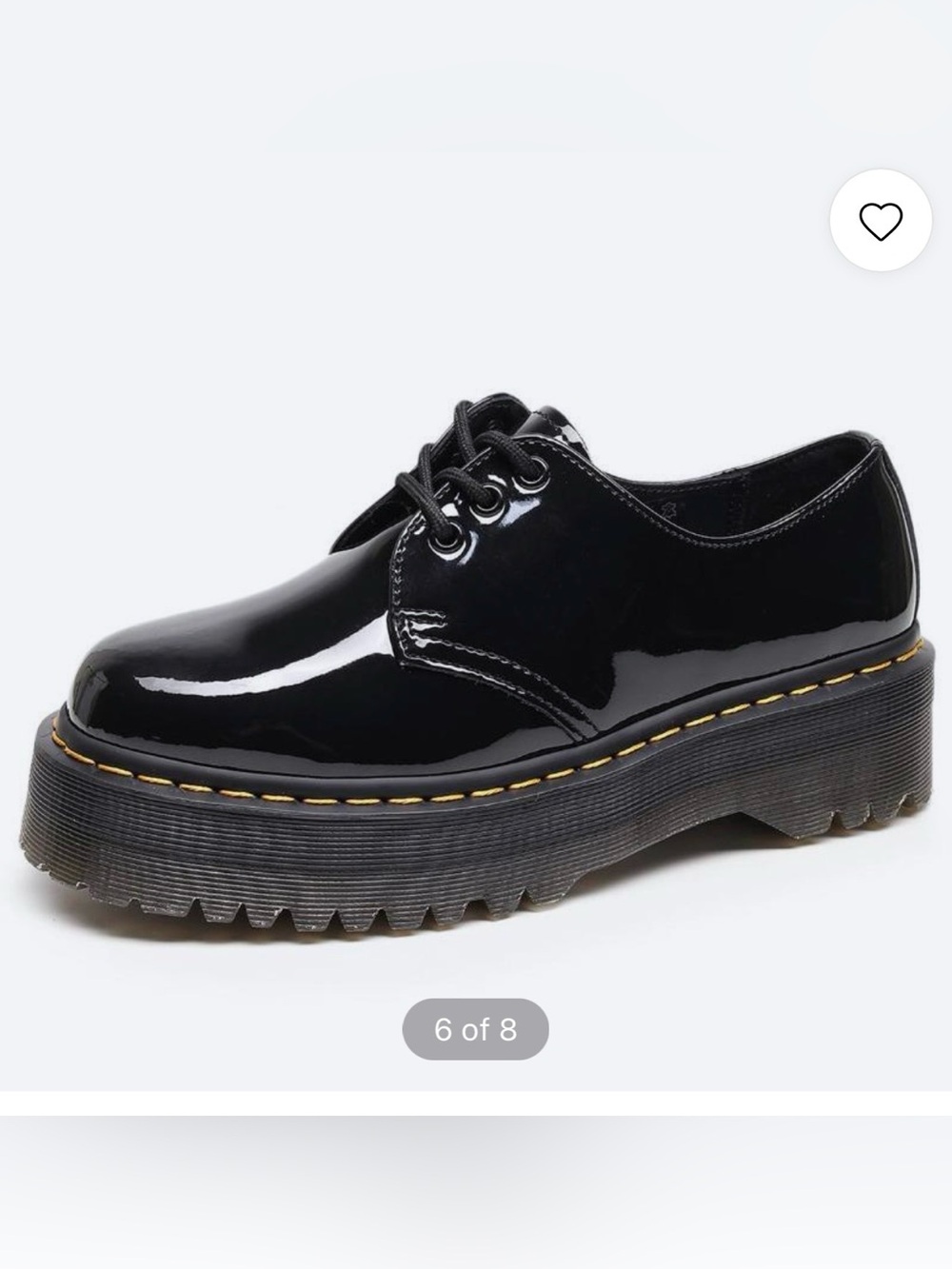 NWOT Dr. Martens Black Patent Platform 3 hole shoe womenโs size 7 EU 38